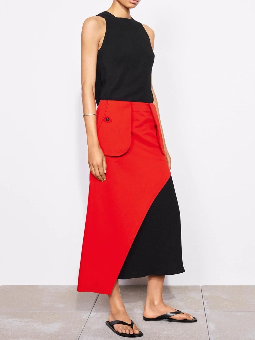 Zara Asymmetric Pocket Skirt ZW Collection Red NWT